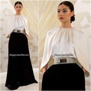 Brandon Maxwell NWT ivory silk charmeuse angel cape blouse *shop@iamwarrior